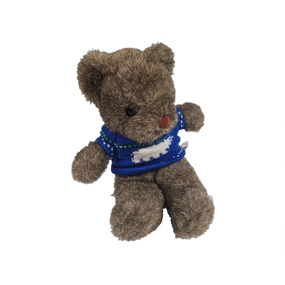 Russ Berrie Vintage 2000 Brownie Bear Stuffed Plush Animal Brown Blue 7 Inch